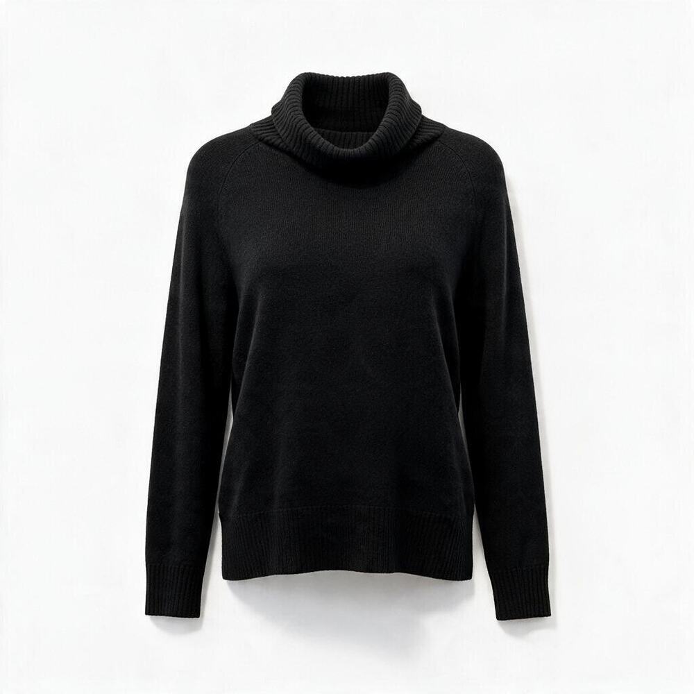 41 Hawthorn Womens Medium Black 100% Cashmere Cowl Neck Turtleneck Sweater